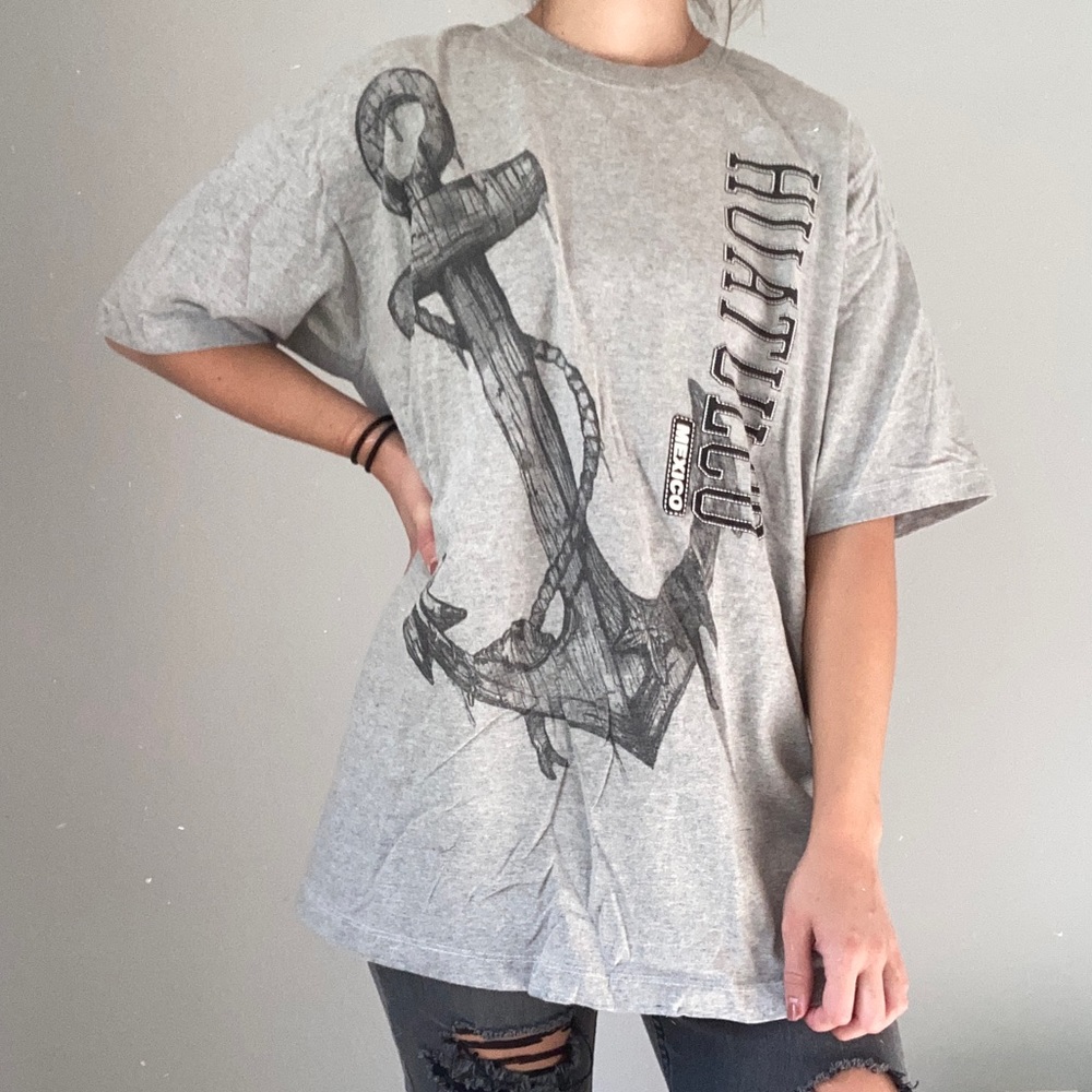 Light Gray Huatulco Mexico Anchor Vacation Short Sleeve Tee Shirt